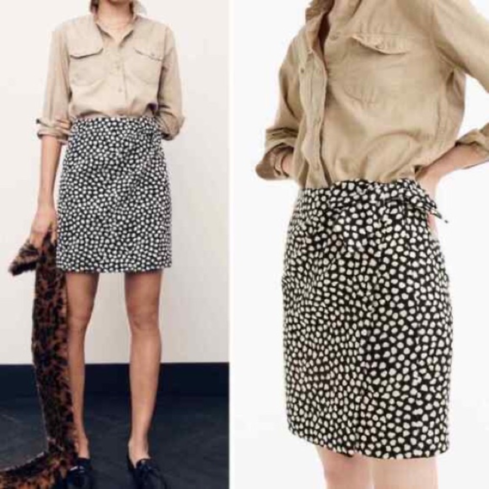 J Crew Metallic pebble print jacquard skirt